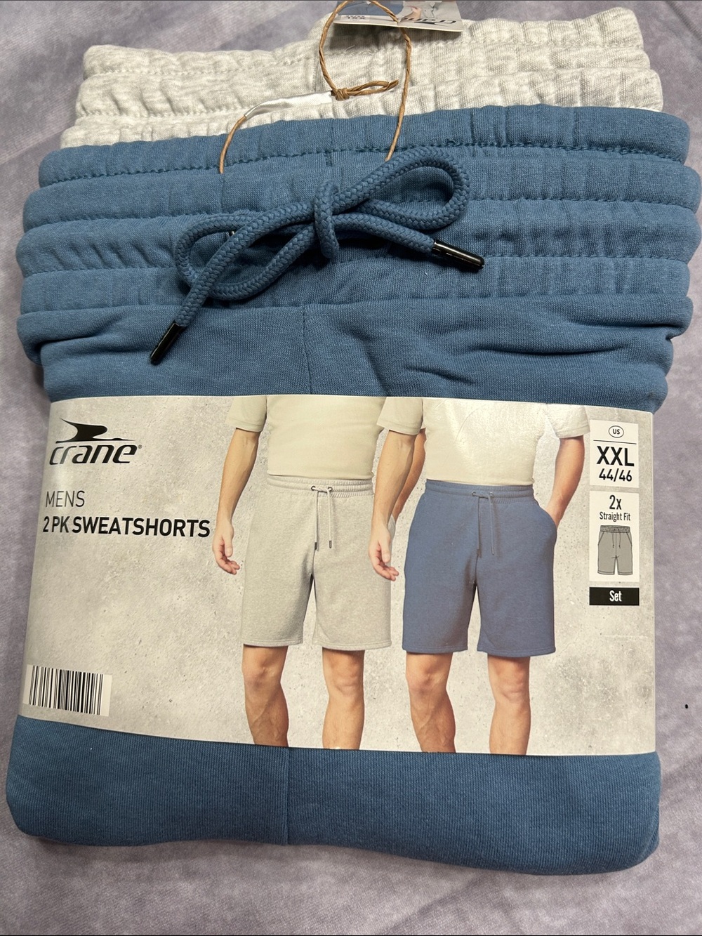 Crane Men’s 2-Pack Athletic Sweatshorts — Blue & Light Gray
